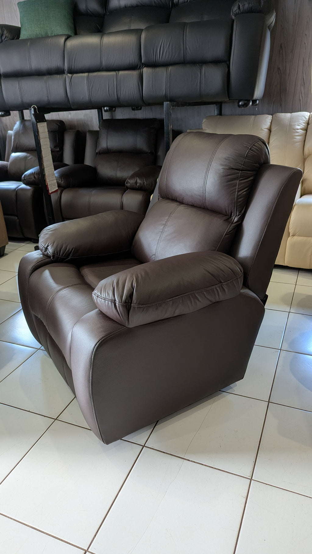 Brown Embossed Buffalo Fabric 1 Seater Chair