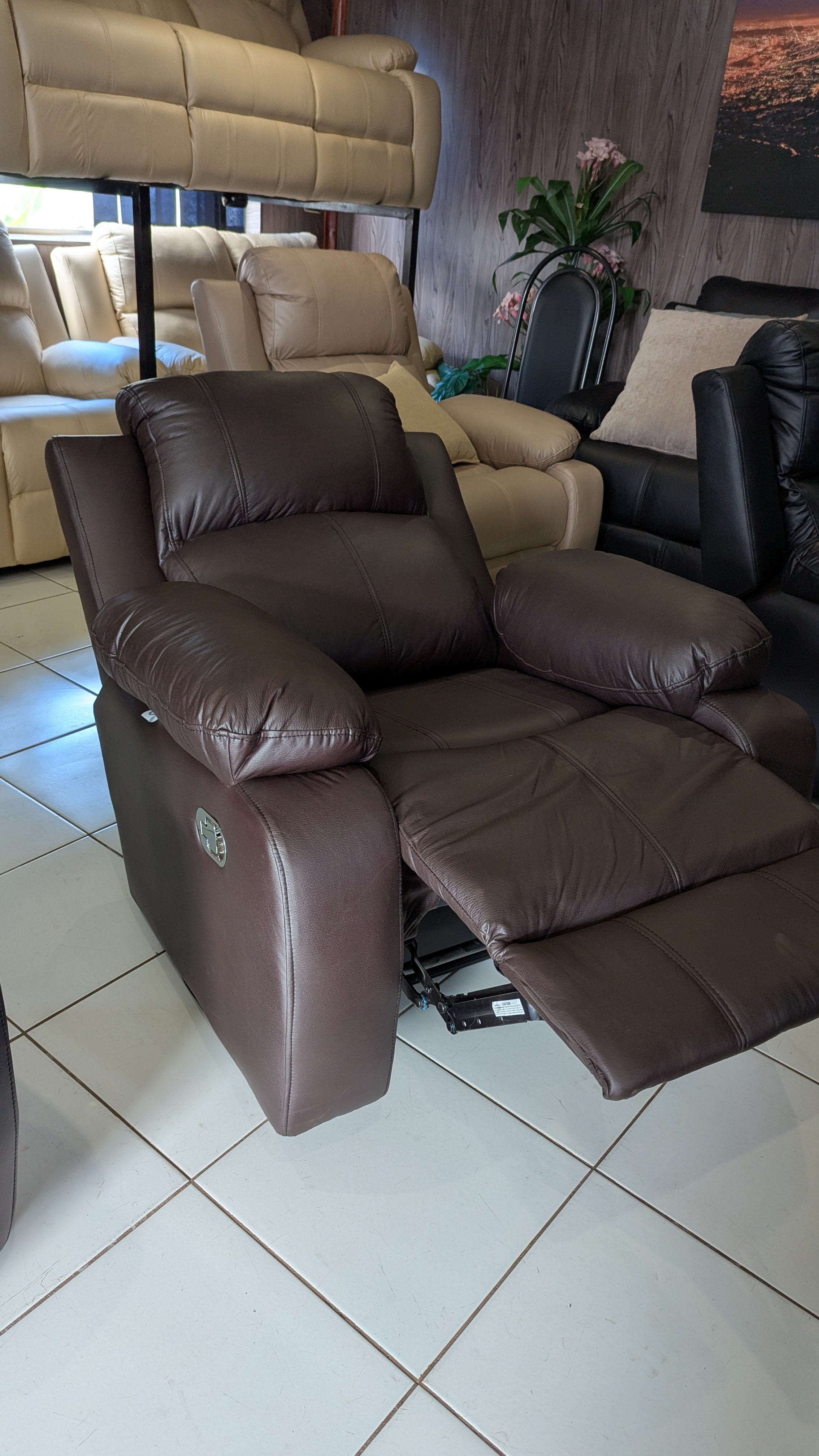 Brown Embossed Buffalo Fabric 1 Seater Chair