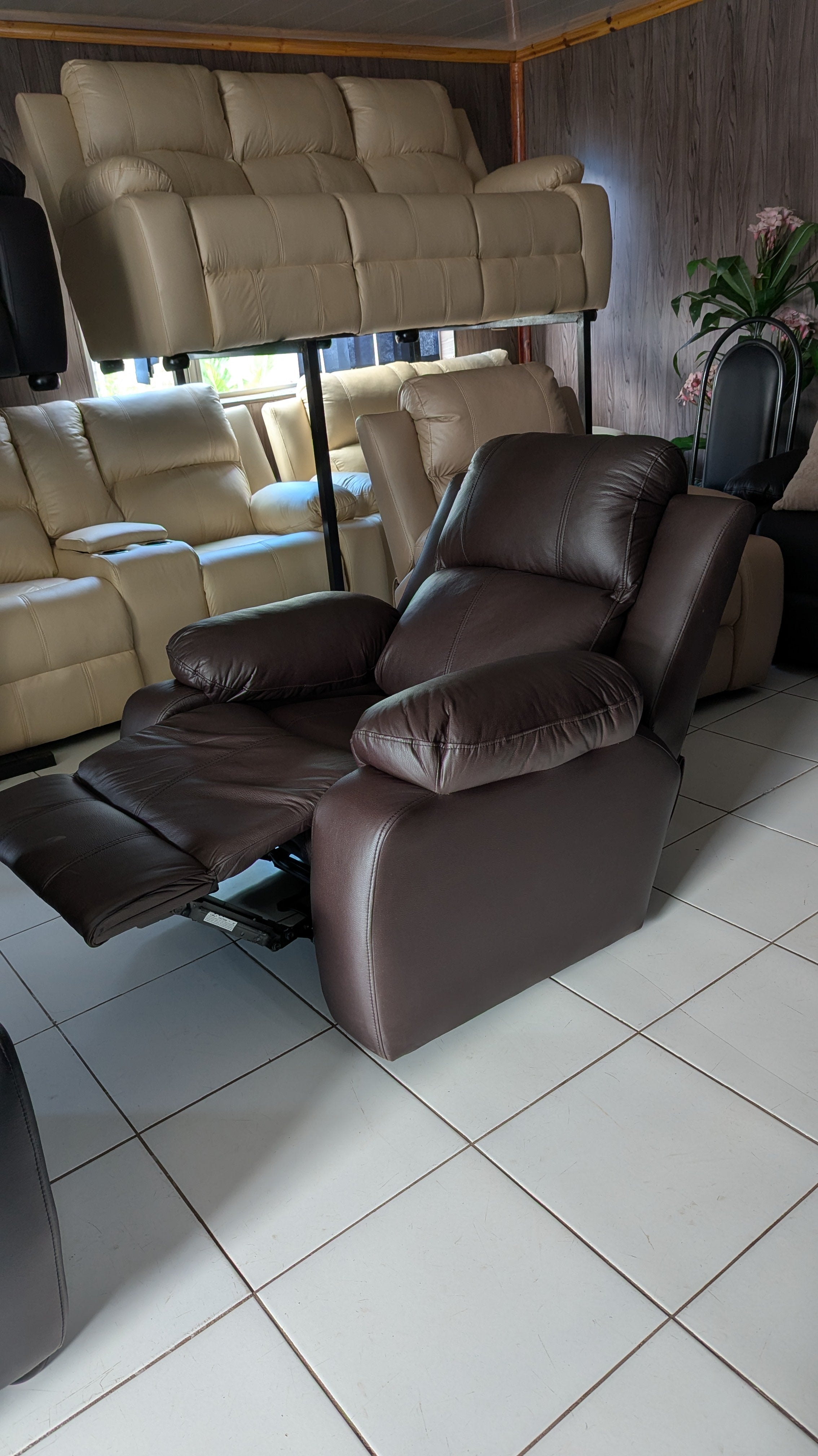 Brown Embossed Buffalo Fabric 1 Seater Chair