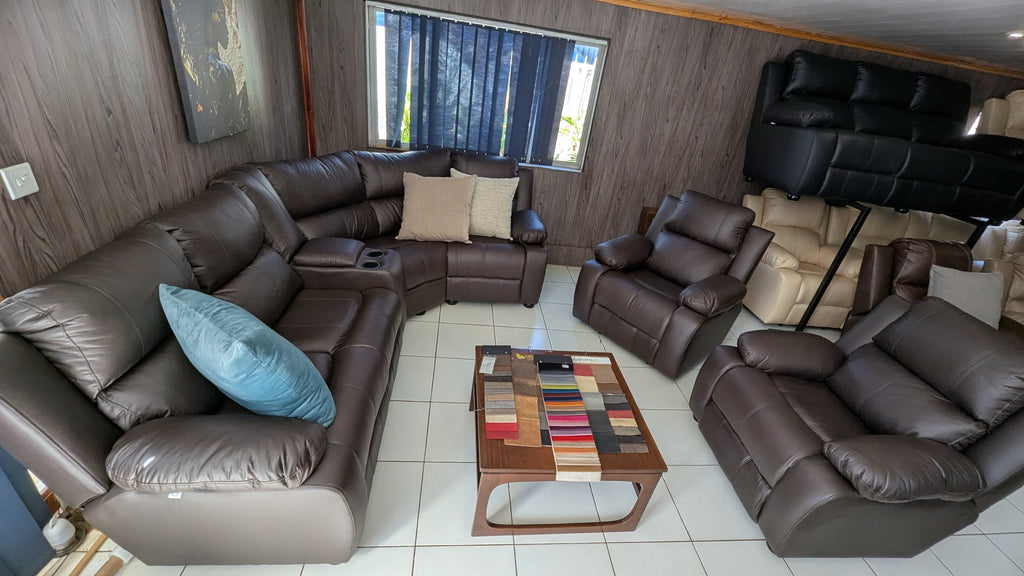 Modular 4-Seater Corner Lounge Suite with Movable Console & Optional Recliners