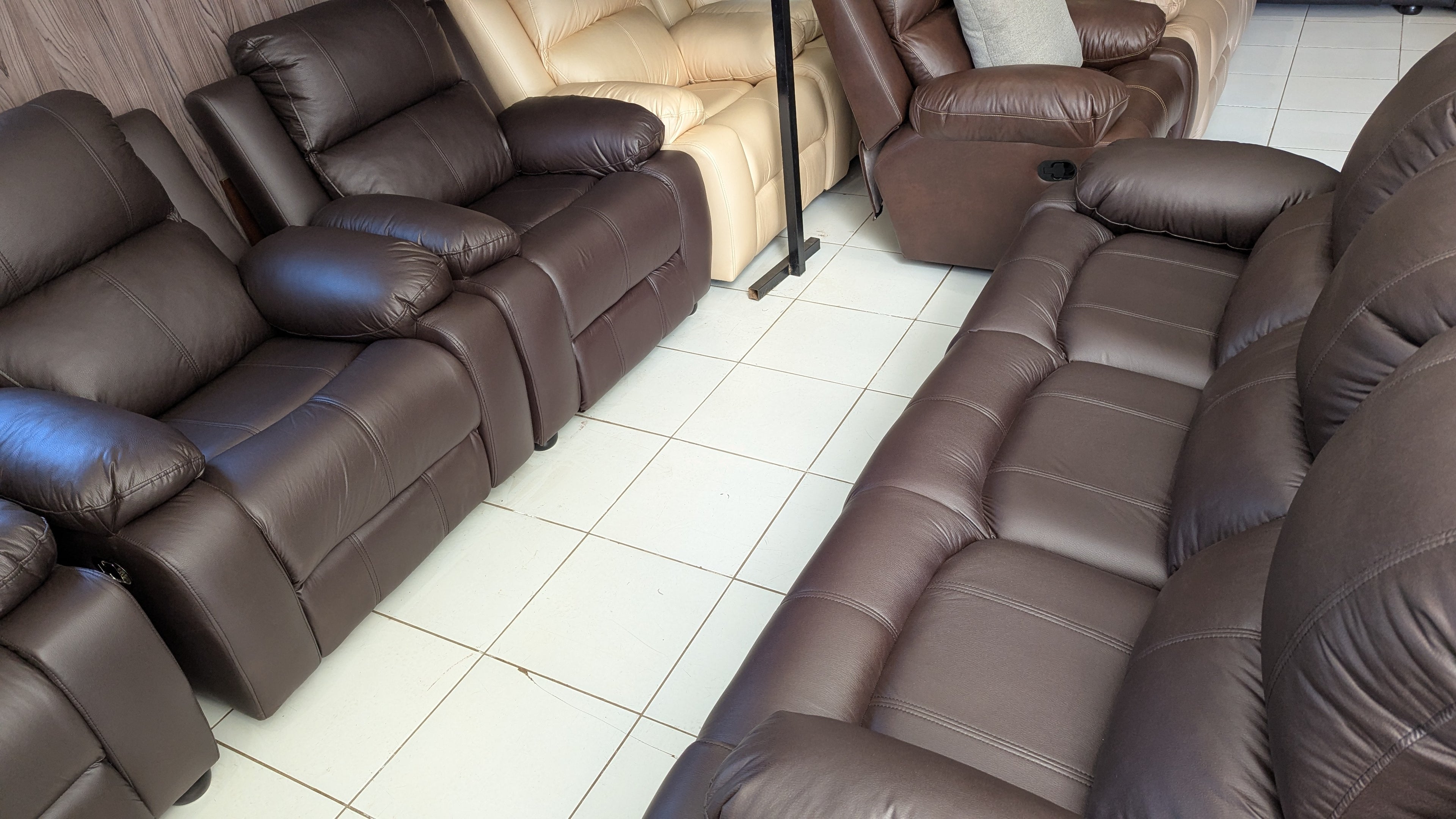 5-Seater Brown Buffalo Fabric Lounge Suite with Optional Recliner Upgrade