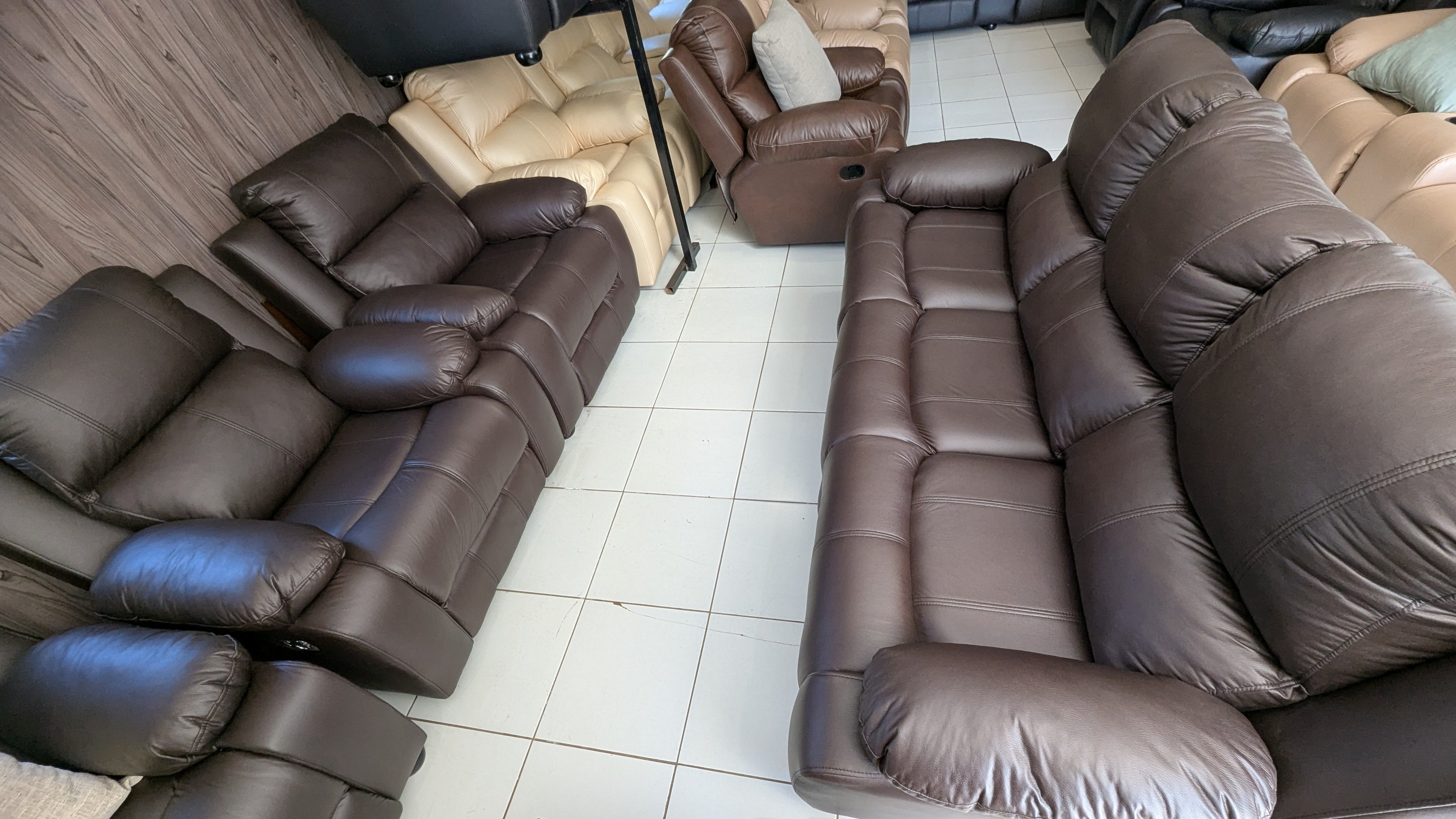 5-Seater Brown Buffalo Fabric Lounge Suite with Optional Recliner Upgrade