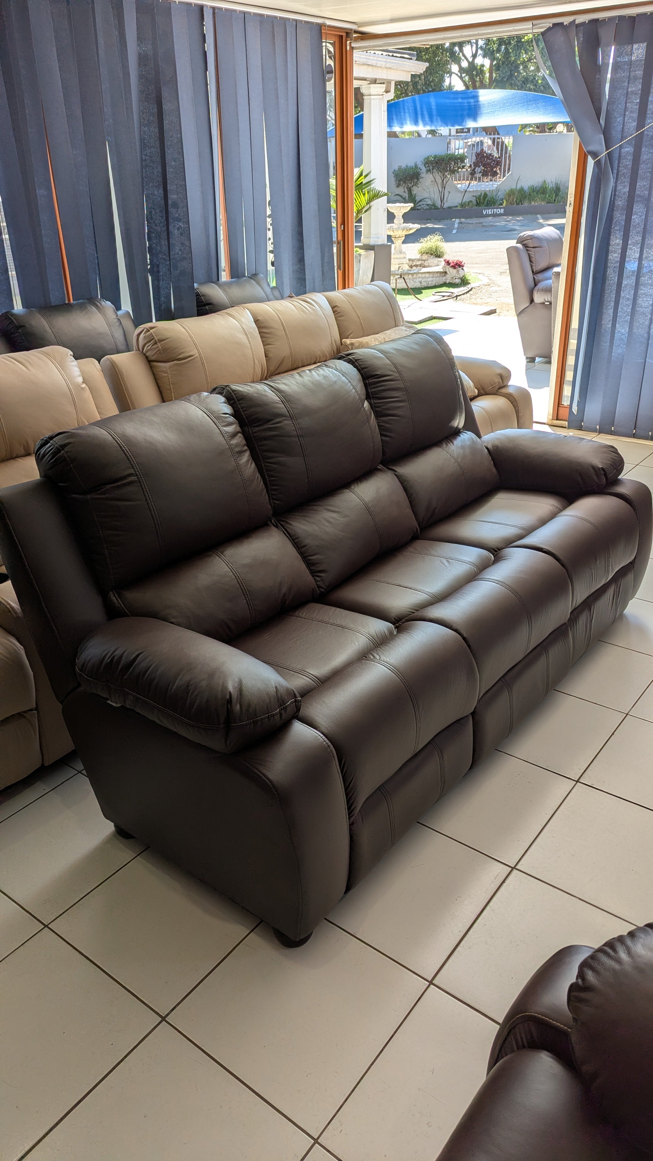 5-Seater Brown Buffalo Fabric Lounge Suite with Optional Recliner Upgrade