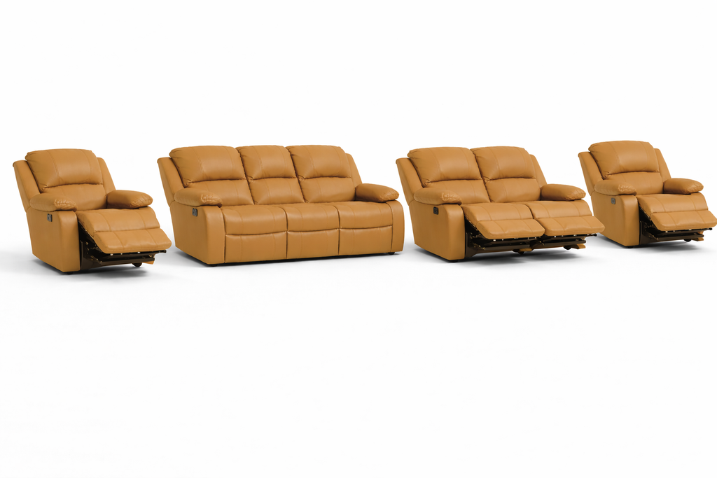 3-2-1-1 Recliner Sofa Set, 4 recliners – Genuine Leather