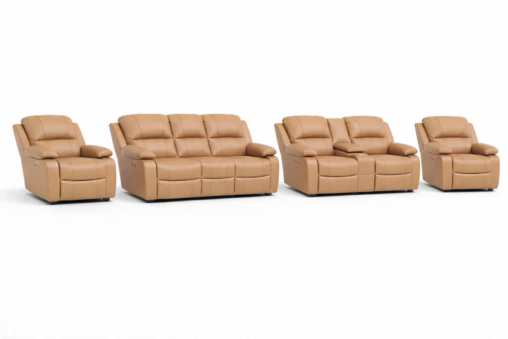 3-2-1-1 Sofa Set with Console – Genuine Leather (Premium Static)