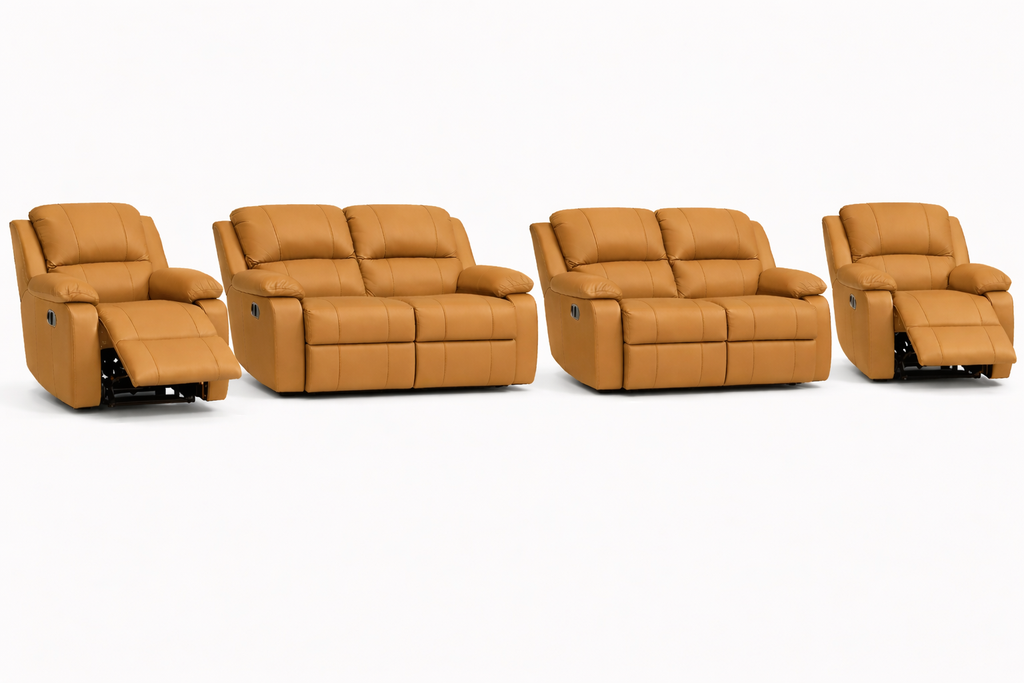2-2-1-1 Sofa Set with 2 Recliner Chairs – Genuine Leather
