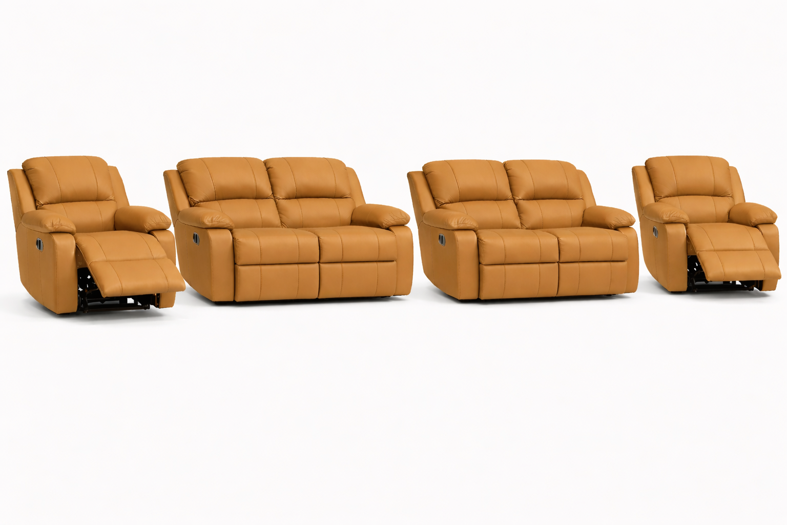 2-2-1-1 Sofa Set with 2 Recliner Chairs – Genuine Leather
