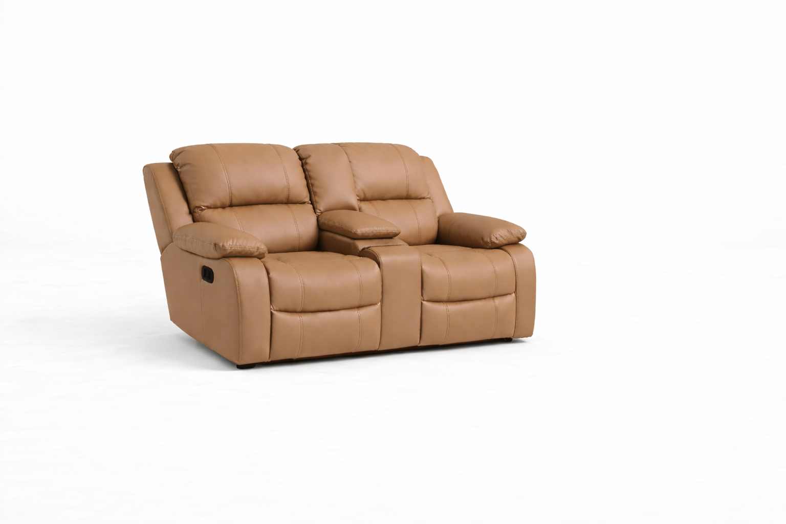 Genuine Leather Two-Seater Sofa with Console – Premium Static