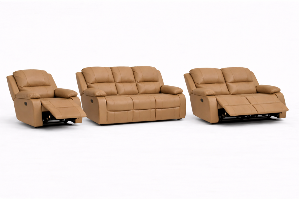 3-2-1 Recliner Sofa Set with 3 recliners – Genuine Leather