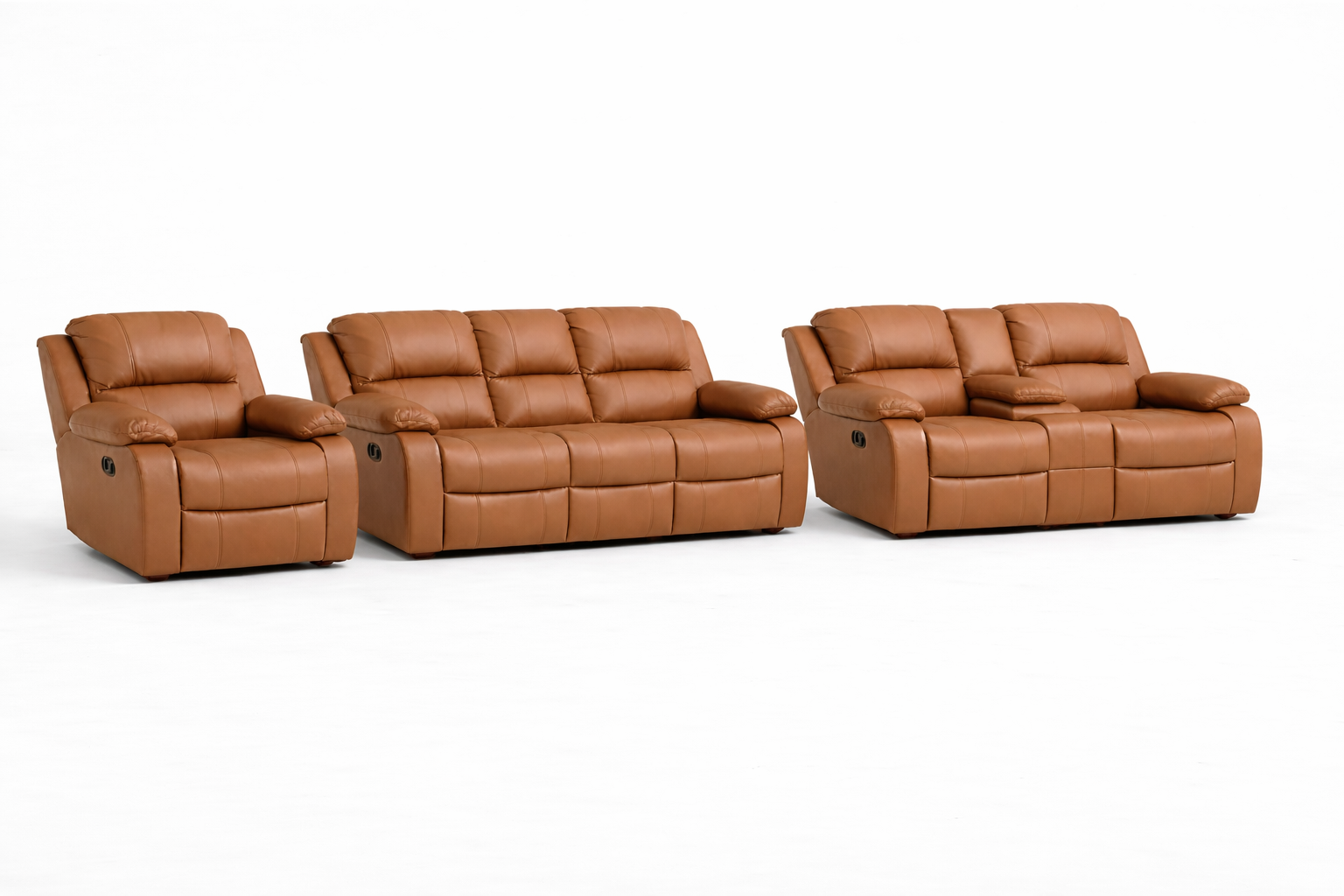 3-2-1 Sofa Set with Console – Genuine Leather (Premium Static)