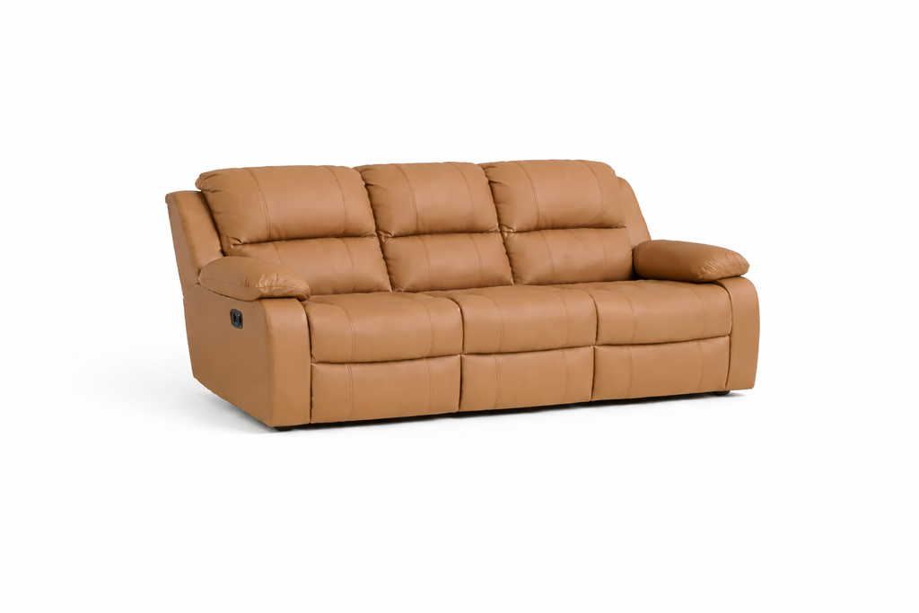 Genuine Leather Three-Seater Sofa – Premium Static