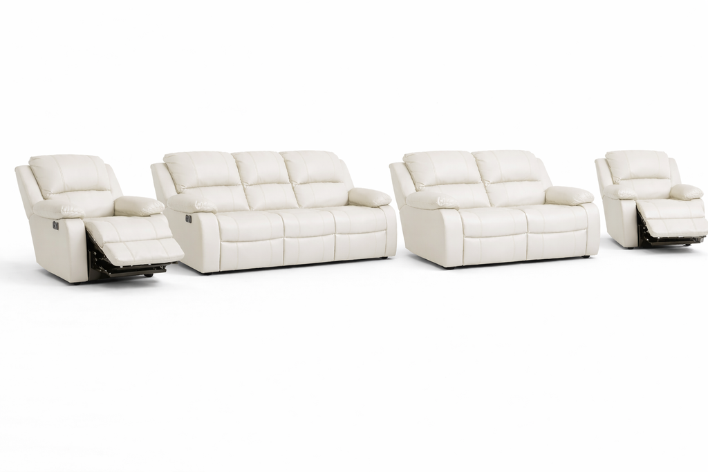 3-2-1-1 Sofa Set with 2 Recliner Chairs – Genuine Leather