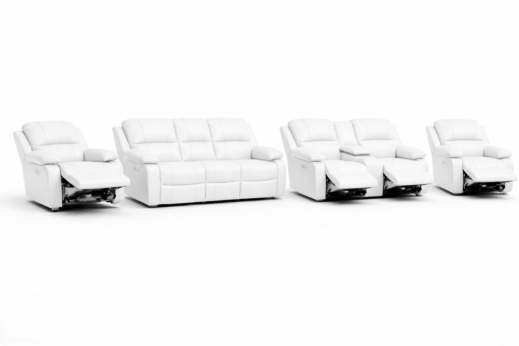 3-2-1-1 Recliner Sofa Set with 4 recliners and a Console – Genuine Leather