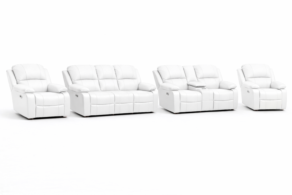 3-2-1-1 Sofa Set with Console – Genuine Leather (Premium Static)