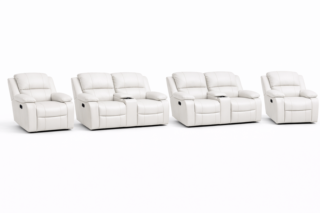 2-2-1-1 Sofa Set with Dual Consoles – Genuine Leather (Premium Static)