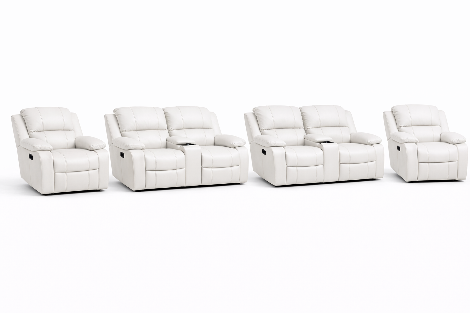 2-2-1-1 Sofa Set with Dual Consoles – Genuine Leather (Premium Static)