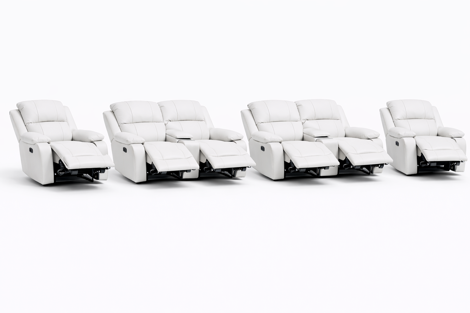 2-2-1-1 All Reclining Sofa Set with Dual Consoles – Genuine Leather