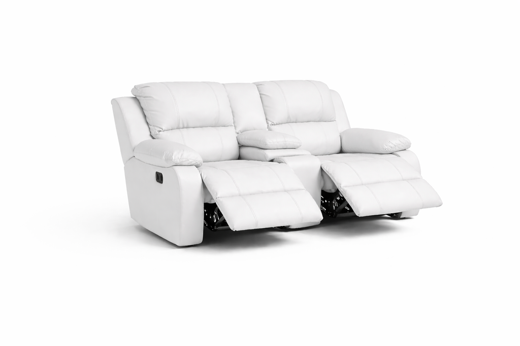 Genuine Leather Two-Seater Recliner with Console – Premium Sofa
