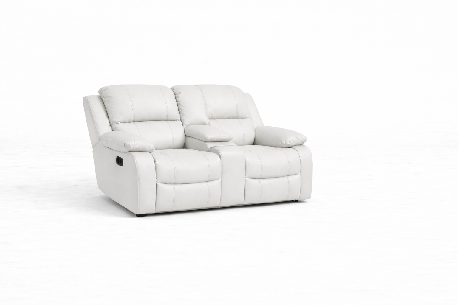 Genuine Leather Two-Seater Sofa with Console – Premium Static