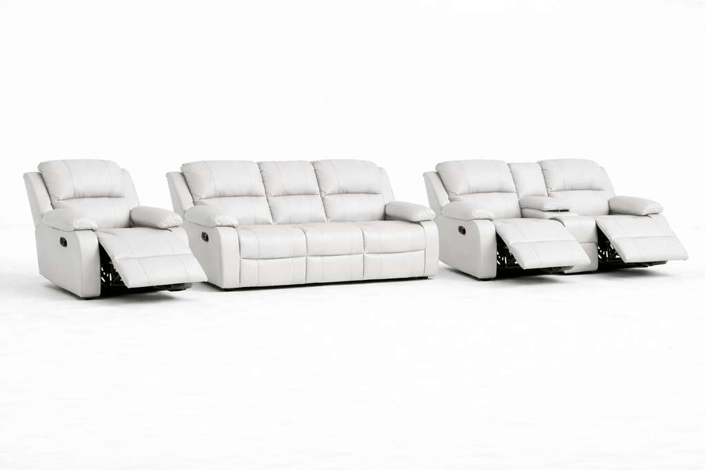 3-2-1 Recliner Sofa Set with Console and 3 Recliners – Genuine Leather