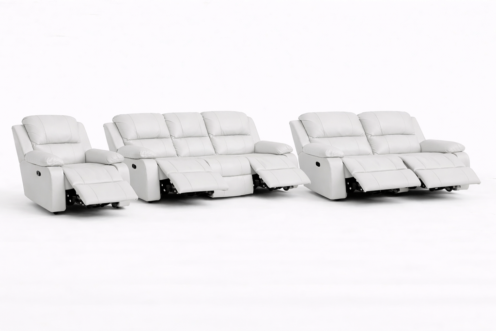 3-2-1 Full Recliner Sofa Set with 6 Recliners – Genuine Leather