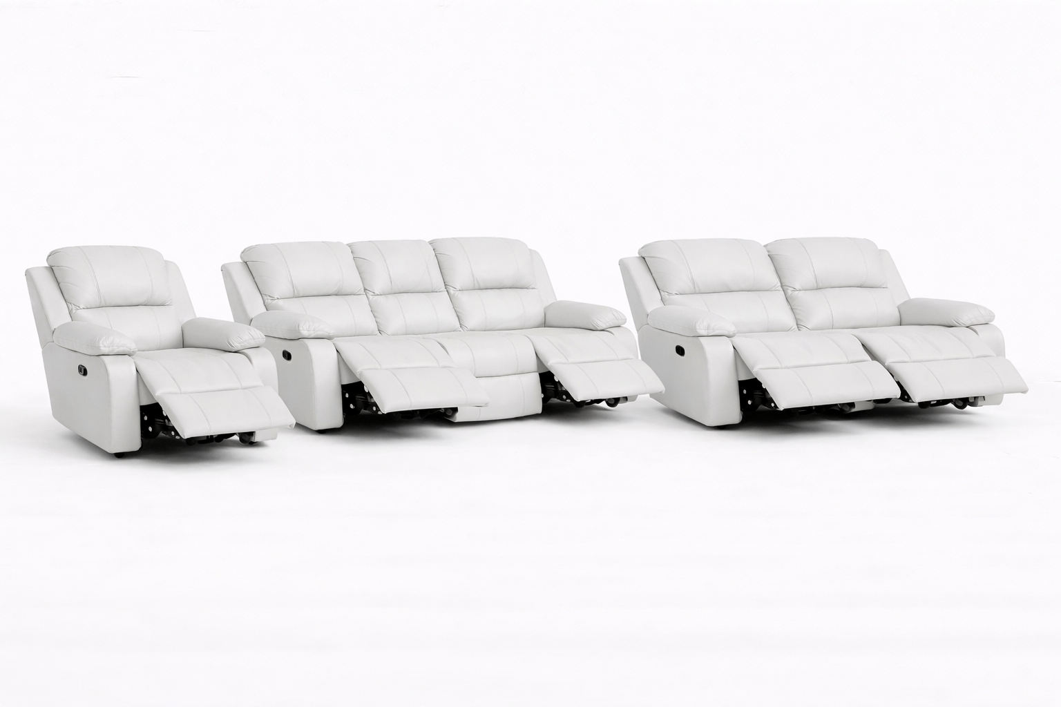 3-2-1 Full Recliner Sofa Set with 6 Recliners – Genuine Leather
