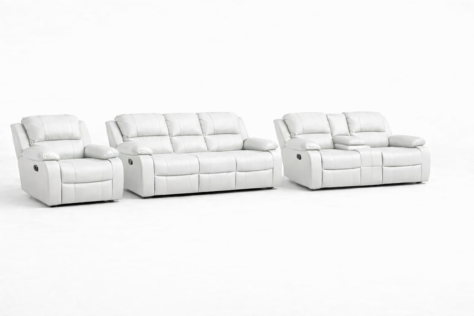 3-2-1 Sofa Set with Console – Genuine Leather (Premium Static)